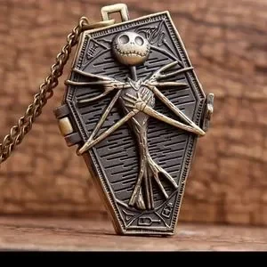 New  Jack skillington nightmare before Christmas skull skeleton pocket watch Skellington Black Pocket Watch | Nightmare Before Christmas main image 3